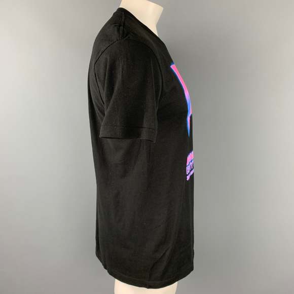 MISCELANEOUS Size L Black & Pink Graphic Cotton Crew-Neck T-shirt - Picture 3 of 4